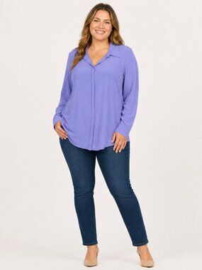 Antthony Original Lavender Tunic Top L – Quiet Luxury, Long Sleeve, Collared